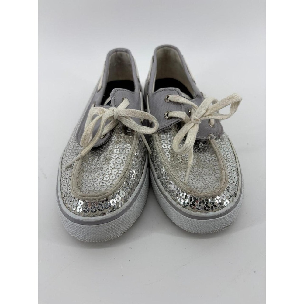 Sperry Top Sider Silver Leather Sequin Slip-On, Women's Size 6.5 - Picture 2 of 8